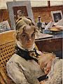 Atelje-idyll Konstnärens hustru med dottern Suzanne av Carl Larsson 1885
