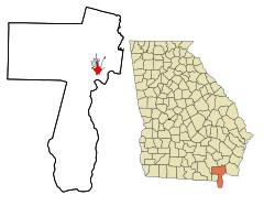 Charlton County Georgia Incorporated and Unincorporated areas Folkston Highlighted.svg
