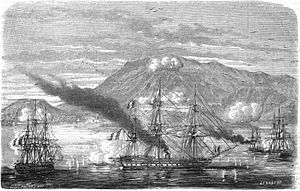 Archivo:Expédition du Mexique. — Entrée de la division française dans la rade d'Acapulco, le 10 Janiver 1863. — D'après un croquis de M. H. H., aspirant de marine