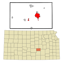 Harvey County Kansas Incorporated and Unincorporated areas Newton Highlighted.svg