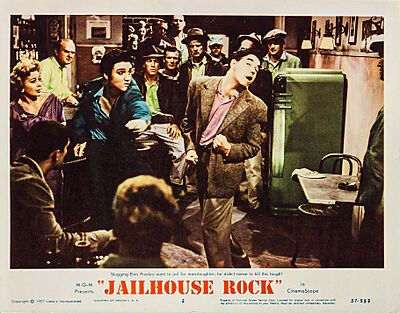 Archivo:Jailhouse Rock (1957 lobby card - "Slugging Elvis")
