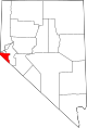 Mapa de Nevada con la ubicación del condado de Douglas