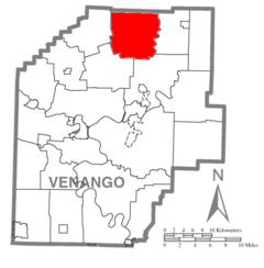 Map of Venango County Pennsylvania Highlighting Cherrytree Township.PNG