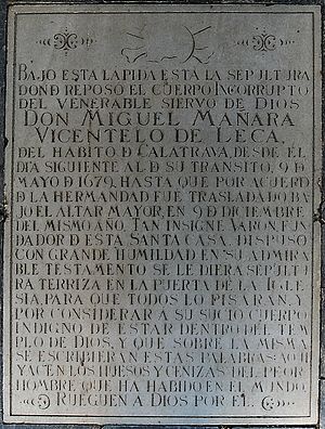 Archivo:Miguel Mañara Vicentelo de Leca. Lápida sepulcral