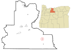 Wasco County Oregon Incorporated and Unincorporated areas Shaniko Highlighted.svg