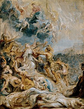 Archivo:'The Martyrdom of Saint Ursula and the Eleven Thousand Maidens', oil on panel painting by Peter Paul Rubens