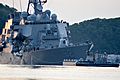 170617-N-XN177-155 damaged Arleigh Burke-class guided-missile destroyer USS Fitzgerald (DDG 62) in June 2017