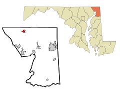 Cecil County Maryland Incorporated and Unincorporated areas Rising Sun Highlighted.svg