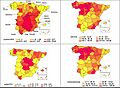 Chowell2014 1918 influenza excess mortality in Spain map