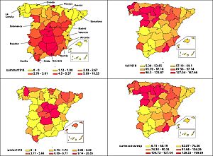 Archivo:Chowell2014 1918 influenza excess mortality in Spain map