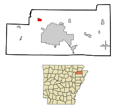 Craighead County Arkansas Incorporated and Unincorporated areas Bono Highlighted.svg