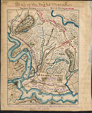 Archivo:Map of the night's march after Battle of Malvern Hill