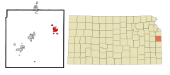 Miami County Kansas Incorporated and Unincorporated areas Louisburg Highlighted.svg