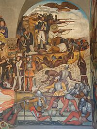 Archivo:Rivera Mural Palacio Nacional Mexico from Conquer to Present Detail 2