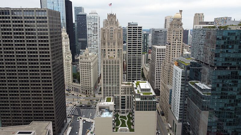 Tribune Tower Aerial 2021