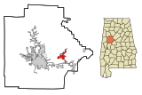 Tuscaloosa County Alabama Incorporated and Unincorporated areas Brookwood Highlighted.svg