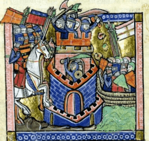 Archivo:Tyre being blockaded by the Venetian fleet and besieged by Crusader knighthood