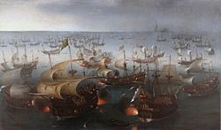 Archivo:Vroom Hendrick Cornelisz Battle between England and Spain 1601