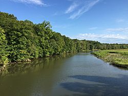 2016-09-11 09 20 24 View north up the Patuxent River from the Maryland State Route 4 (Stephanie Roper Highway) bridge connecting Waysons Corner, Anne Arundel County, Maryland with Marlboro Meadows, Prince Georges County, Maryland.jpg