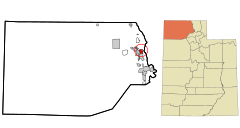 Box Elder County Utah incorporated and unincorporated areas Deweyville highlighted.svg