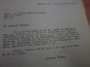 Archivo:Carta exilio republicano español en México (fondo documental Alfonso Reyes Archivo Histórico El Colegio de México) 01