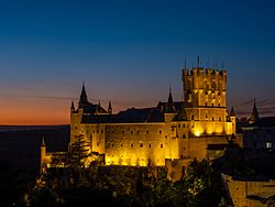 Archivo:Fotografía nocturna del Alcázar de Segovia 1
