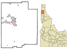 Kootenai County Idaho Incorporated and Unincorporated areas Huetter Highlighted.svg