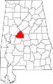 Map of Alabama highlighting Bibb County