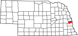 Map of Nebraska highlighting Sarpy County.svg