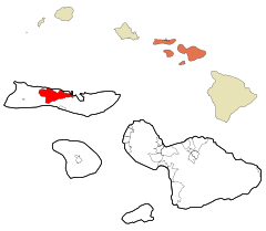 Maui County Hawaii Incorporated and Unincorporated areas Kualapuu Highlighted.svg