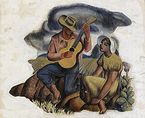 Archivo:Music of the Plains (mural study, Kilgore, Texas Post Office) SAAM-1974.28.333 1