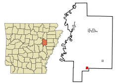 Woodruff County Arkansas Incorporated and Unincorporated areas Cotton Plant Highlighted.svg