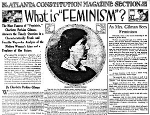 Archivo:Articles by and photo of Charlotte Perkins Gilman in 1916