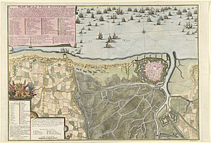 Beleg van Oostende, 1706 Plan de la ville d'Ostende (titel op object), RP-P-OB-83.406.jpg