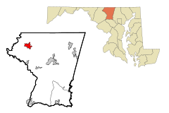 Carroll County Maryland Incorporated and Unincorporated areas Taneytown Highlighted.svg