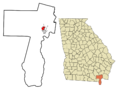 Charlton County Georgia Incorporated and Unincorporated areas Homeland Highlighted