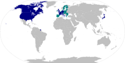      Miembros del G7     Estados europeos que están representados por la Unión Europea, que es miembro de facto del G7