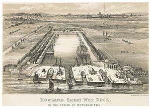 Archivo:HOWLAND GREAT WET DOCK IN THE PARISH OF ROTHERHITHE