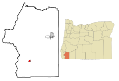 Josephine County Oregon Incorporated and Unincorporated areas Cave Junction Highlighted.svg