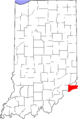Map of Indiana highlighting Switzerland County
