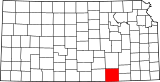 Map of Kansas highlighting Cowley County.svg