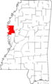 Map of Mississippi highlighting Washington County