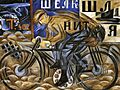 Natalia Goncharova, 1913, The Cyclist, oil on canvas, 78 x 105 cm, The Russian Museum, St.Petersburg