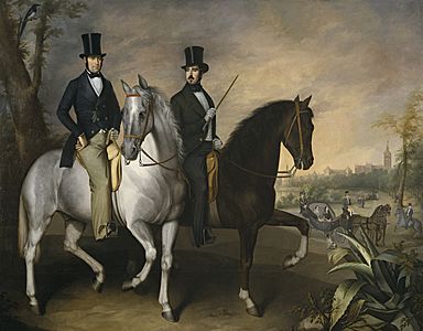 El conde de Pinohermoso y el marqués de Molins a caballo en las afueras de Sevilla (Museo del Prado)