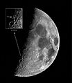 Half waxing moon with inset closeup of point X