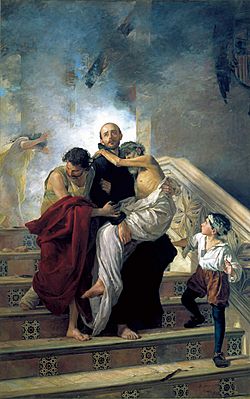 Archivo:Manuel Gómez-Moreno González. San Juan de Dios salvando a los enfermos de incendio del Hospital Real (1880)
