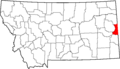 Map of Montana highlighting Wibaux County