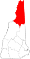 Map of New Hampshire highlighting Coos County