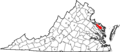 Map of Virginia highlighting Richmond County