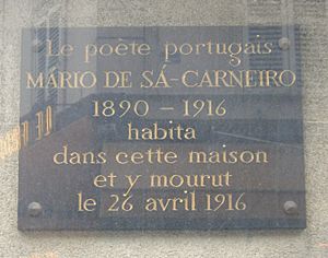 Archivo:Plaque Mário de Sá-Carneiro, 29 rue Victor-Massé, Paris 9